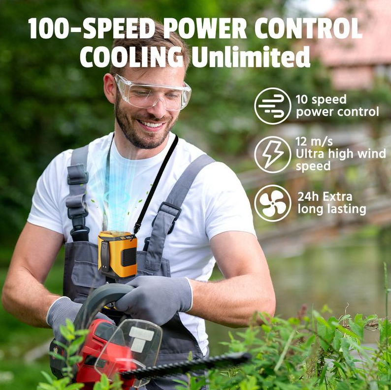 5000mAh Portable Waist Fan Clip on Wearable Belt Personal Fan Rechargeable Battery operated With 5 Speeds & Flashlight Neck Hands-Free 40H Cooling For Outdoor Camping Travel
