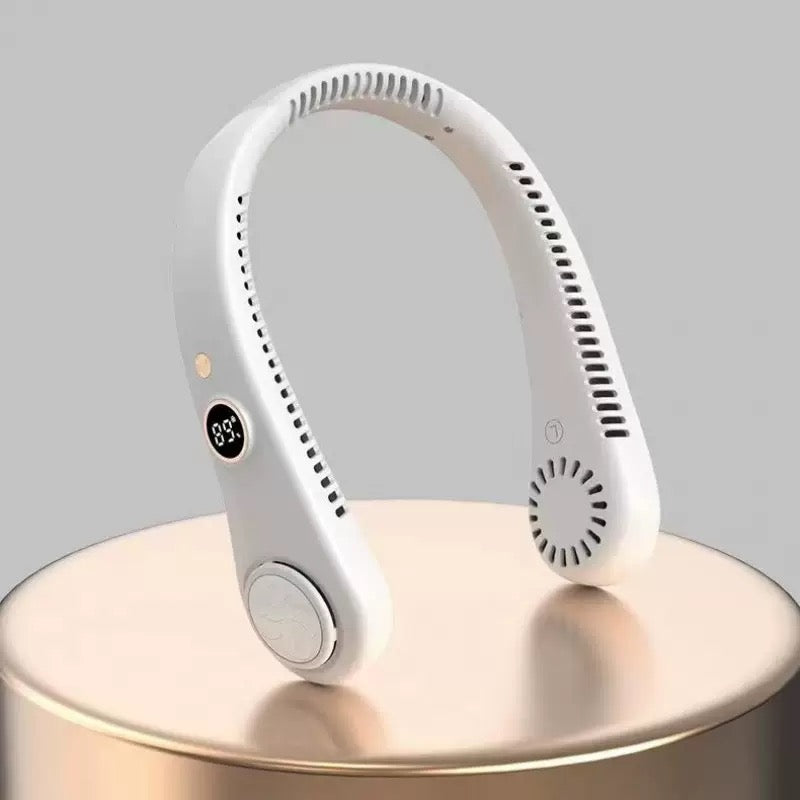 Portable Neck Fan, Personal Wearable Bladeless Fan, USB Rechargeable, 360° Airflow, LED Display, 5-Speeds, Hands Free Fan for Outdoor Indoor, Birthday Gifts for Men Women Dad Mom