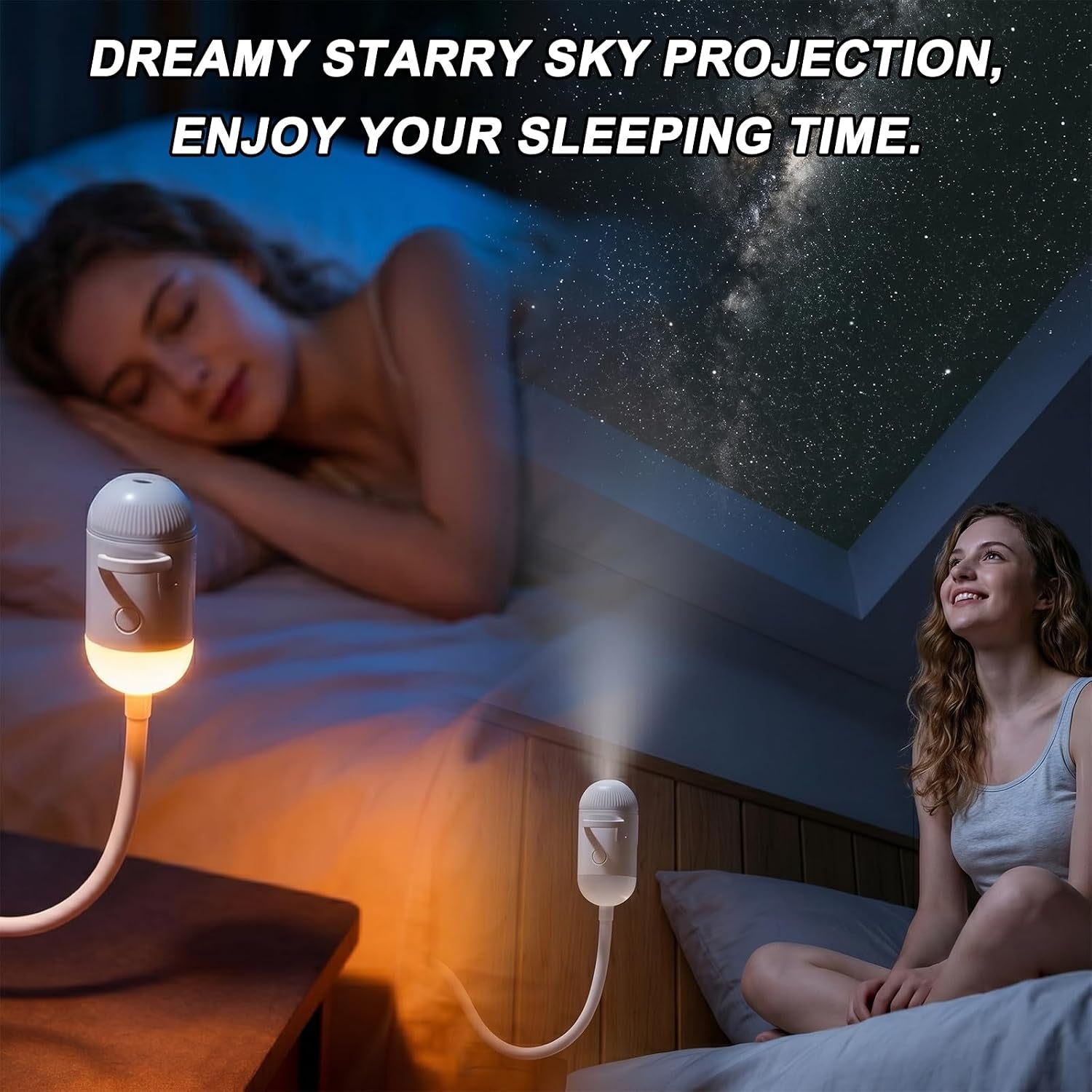 2-In-1 Galaxy Projector - Galaxy Night Light with 12 Projection Films，360°Adjustable Space Led Lights, Starry Planetarium Projectors with Dimmable Night Light for Car, Bedroom, Party
