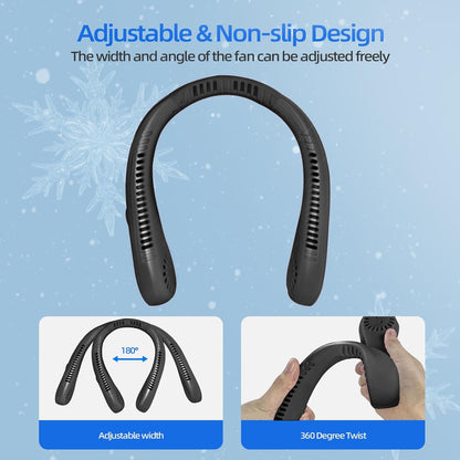 Portable Neck Fan, Neck Fans USB Rechargeable, 5 Speed Hanging Bladeless Fan,360 Degrees Airflow Neck Fans for Men Women Rechargeable (Black)