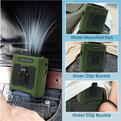 10000Mah Rechargeable Waist Clip Fan,Portable Neck Fan with LED Flashlight, Free 40H Cooling for Outdoor Camping Travel