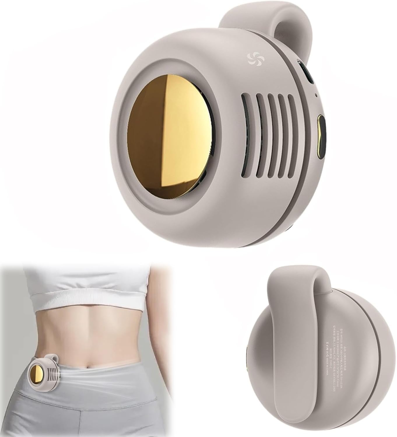 Silent Mini Bladeless Fan Portable Waist Clip Fan Rechargeable Hands-Free Belt Fans with 3 Speeds for Travel Office Shirt, Summer Gift for Outdoor Lovers (White)