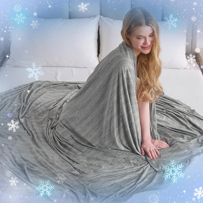 Cooling Blanket for Night Sweats 130X150CM Cool Blanket for Sleeping Arc-Chill Q-Max > 0.5 Double-Sided Keep Cool Summer Blankets Breathable Cold Blanket Lightweight for Bed Sofa Travel Grey