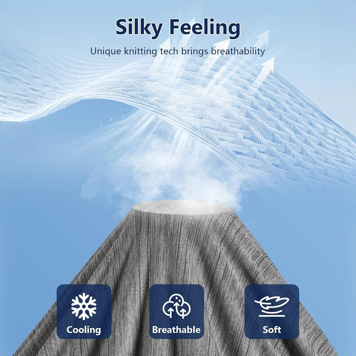Cooling Blanket for Night Sweats 130X150CM Cool Blanket for Sleeping Arc-Chill Q-Max > 0.5 Double-Sided Keep Cool Summer Blankets Breathable Cold Blanket Lightweight for Bed Sofa Travel Grey