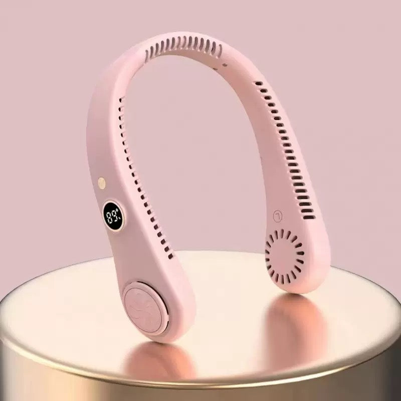 Portable Neck Fan, Personal Wearable Bladeless Fan, USB Rechargeable, 360° Airflow, LED Display, 5-Speeds, Hands Free Fan for Outdoor Indoor, Birthday Gifts for Men Women Dad Mom