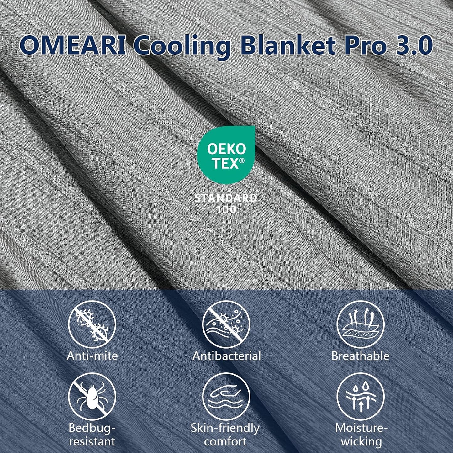 Cooling Blanket for Night Sweats 130X150CM Cool Blanket for Sleeping Arc-Chill Q-Max > 0.5 Double-Sided Keep Cool Summer Blankets Breathable Cold Blanket Lightweight for Bed Sofa Travel Grey
