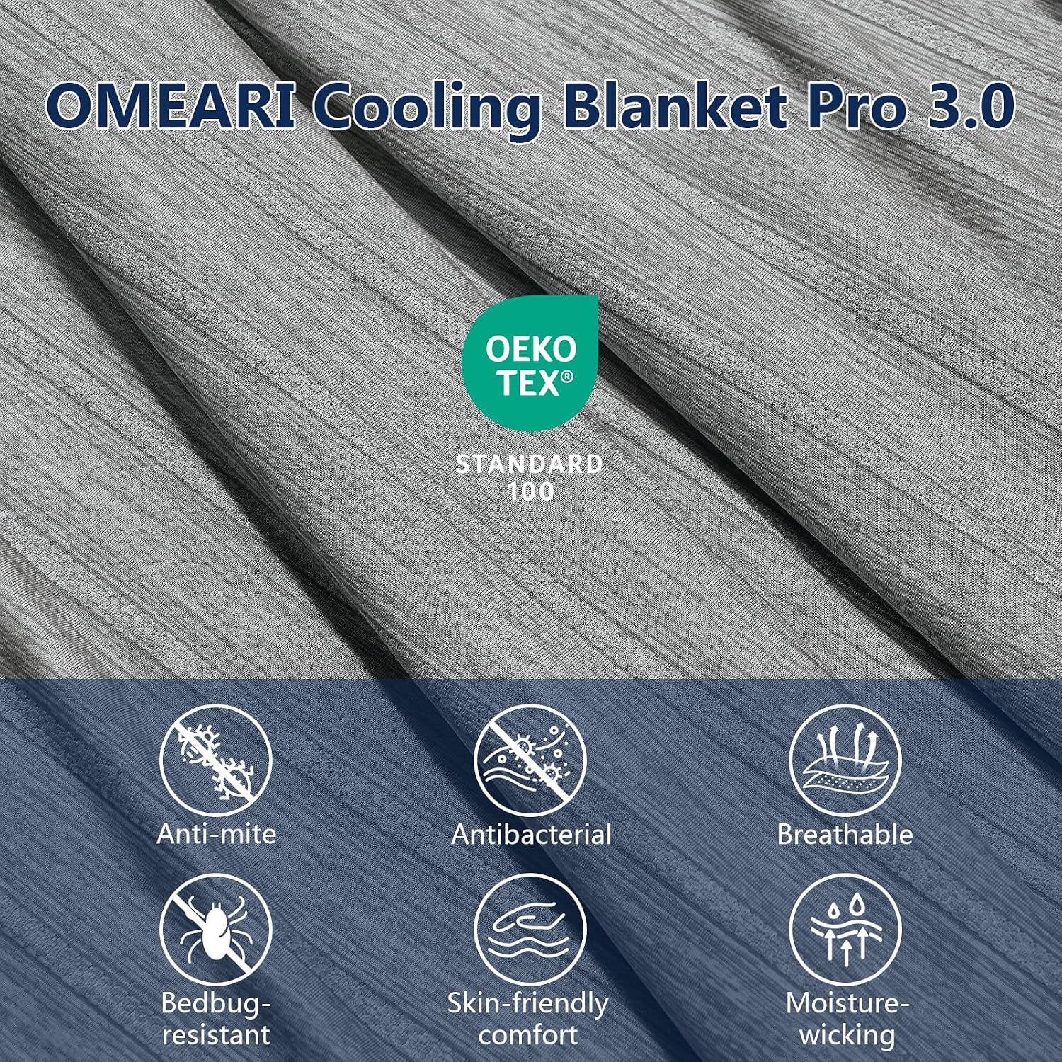 Cooling Blanket for Night Sweats 130X150CM Cool Blanket for Sleeping Arc-Chill Q-Max > 0.5 Double-Sided Keep Cool Summer Blankets Breathable Cold Blanket Lightweight for Bed Sofa Travel Grey
