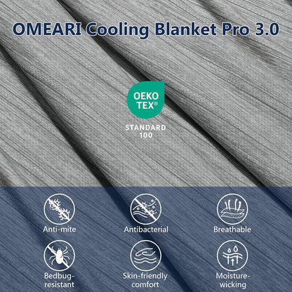 Cooling Blanket for Night Sweats 130X150CM Cool Blanket for Sleeping Arc-Chill Q-Max > 0.5 Double-Sided Keep Cool Summer Blankets Breathable Cold Blanket Lightweight for Bed Sofa Travel Grey