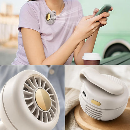 Silent Mini Bladeless Fan Portable Waist Clip Fan Rechargeable Hands-Free Belt Fans with 3 Speeds for Travel Office Shirt, Summer Gift for Outdoor Lovers (White)